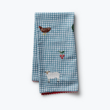 Load image into Gallery viewer, Country Farm Gingham Embroidered Tea Towel
