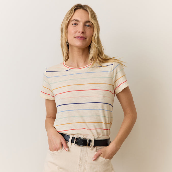 Swing Crew Tee- Rainbow Stripe - Tigertree