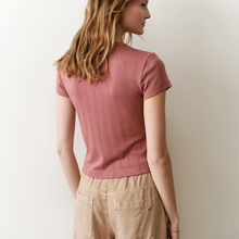 Load image into Gallery viewer, Lexi Pointelle Scoop Tee - Dusk Rose

