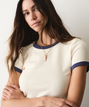Load image into Gallery viewer, Lexi Rib Ringer Tee - Cream &amp; Baby Blue
