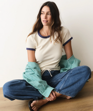 Load image into Gallery viewer, Lexi Rib Ringer Tee - Cream &amp; Baby Blue
