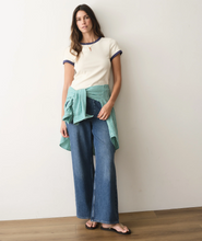 Load image into Gallery viewer, Lexi Rib Ringer Tee - Cream &amp; Baby Blue
