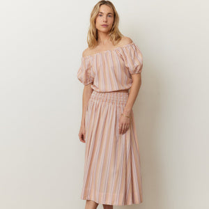 Marella Seersucker Crop Blouse - Sunset Stripe - Tigertree