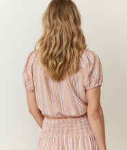 Load image into Gallery viewer, Marella Seersucker Crop Blouse - Sunset Stripe - Tigertree
