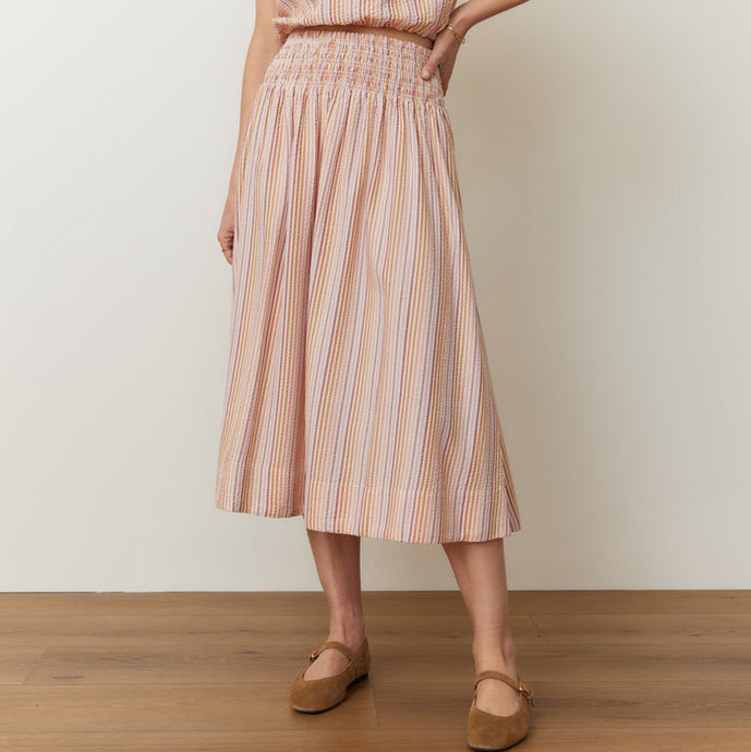 Bea Seersucker Midi Skirt - Sunset Stripe - Tigertree
