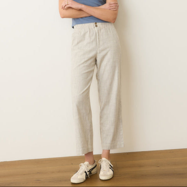 Elle Relaxed Crop Pant - Creme/Shadow Stripe - Tigertree