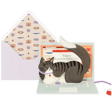 Load image into Gallery viewer, Laptop Cat Pop Up Birthday Card
