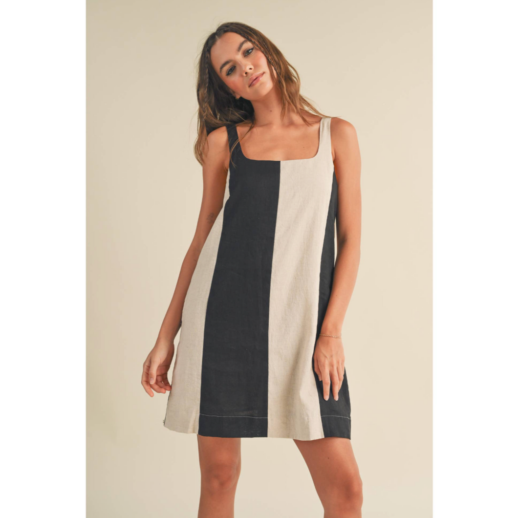 Ariana Linen Color Block Dress - Tigertree