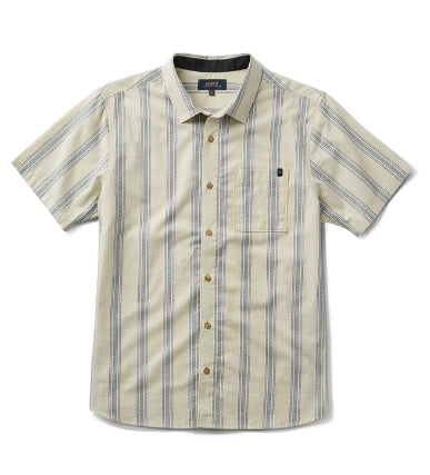 Journey Short Sleeve Woven - Stripe Seafoam