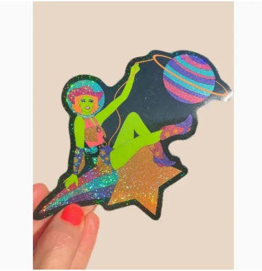 Space Cowgirl Rubber Magnet - Tigertree