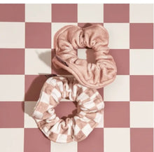 Load image into Gallery viewer, Microfiber Towel Scrunchie 2PC- Terracotta Checker
