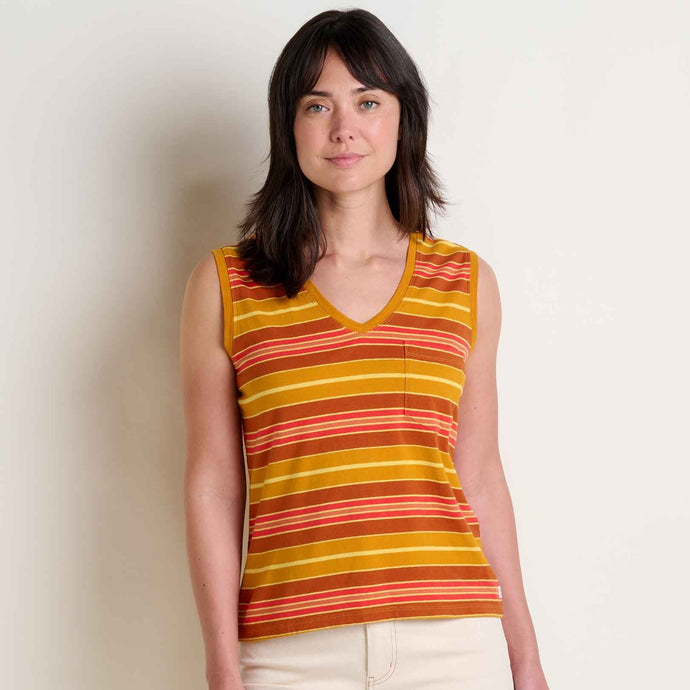Grom V Neck Tank - Sunset Stripe - Tigertree