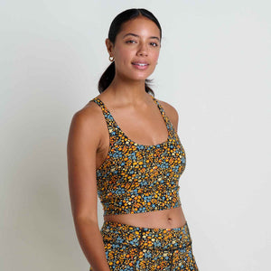 Terrane Longline Tank Bralette - Black Ditsy Print