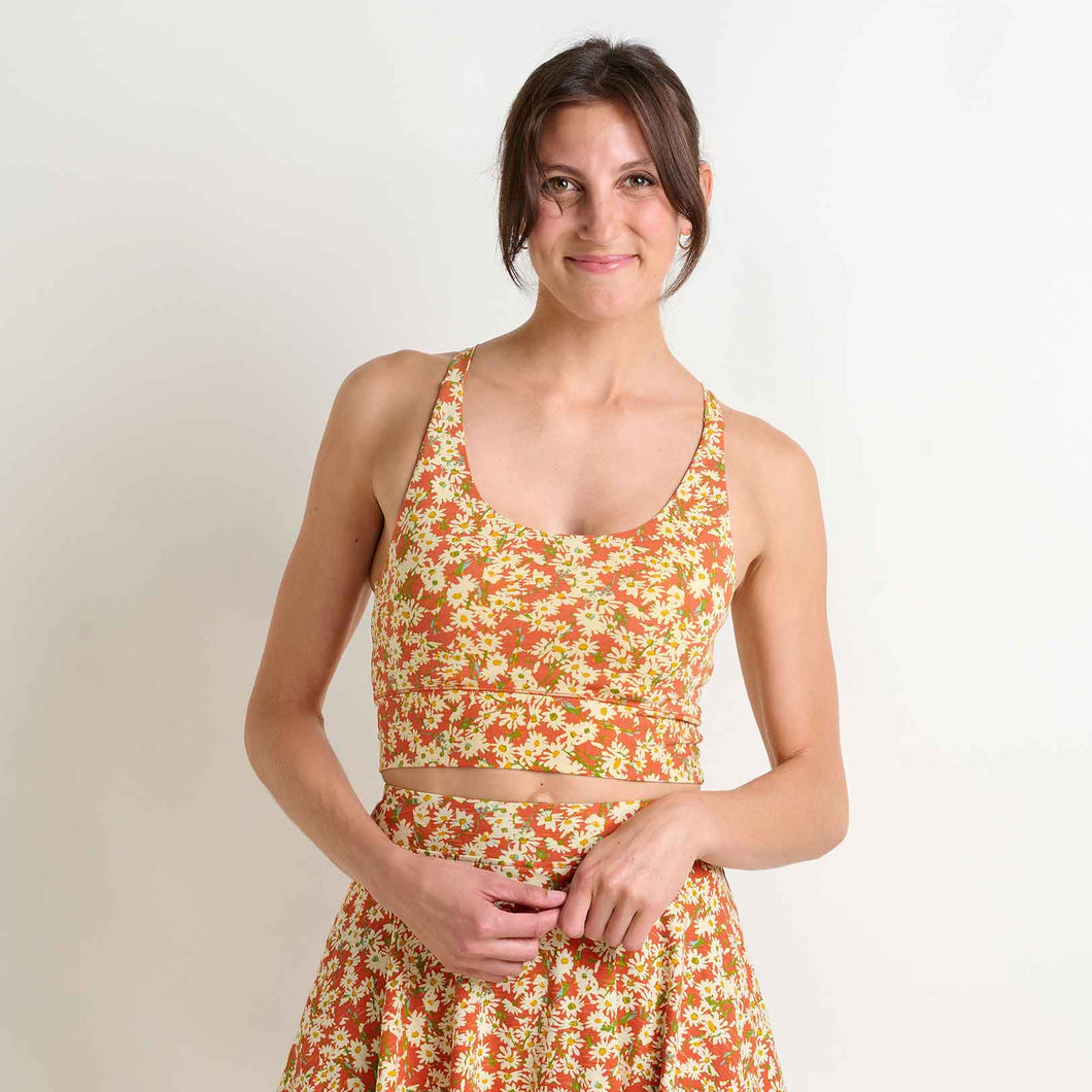 Terrane Longline Tank Bralette - Mango Daisy Field Print