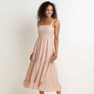 Taj Hemp Tiered Midi Dress- Salt Dobby