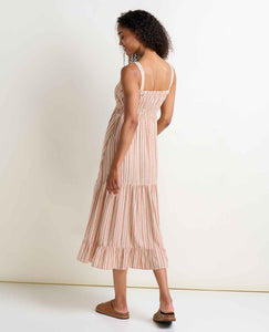 Taj Hemp Tiered Midi Dress- Salt Dobby