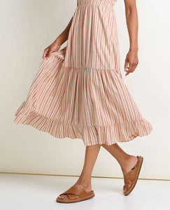 Taj Hemp Tiered Midi Dress- Salt Dobby