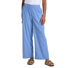Load image into Gallery viewer, Taj Hemp Wide Leg Pant - Blue Jay Railroad Stripe
