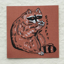 Load image into Gallery viewer, Scrappy Raccoon Woven Sticky Patch
