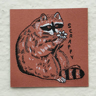 Scrappy Raccoon Woven Sticky Patch - Tigertree
