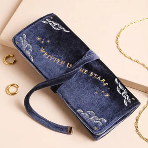 Navy Celestial Velvet Jewelry Roll