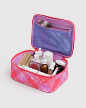 Load image into Gallery viewer, Small Cosmetic Case- Pink Star Plaid
