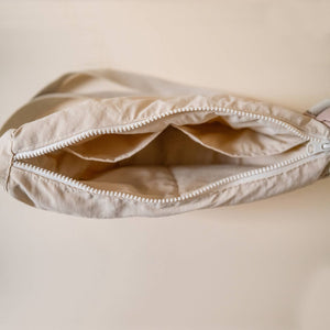 Nylon Embroidered Sling Bag- Stone