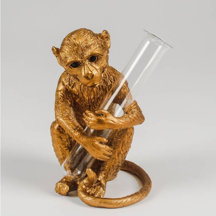 Gold Monkey Holding Vase