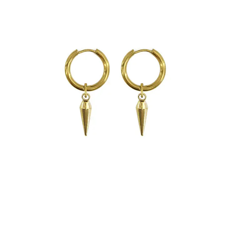 Gold Spike Hoops- 18K Gold Plated