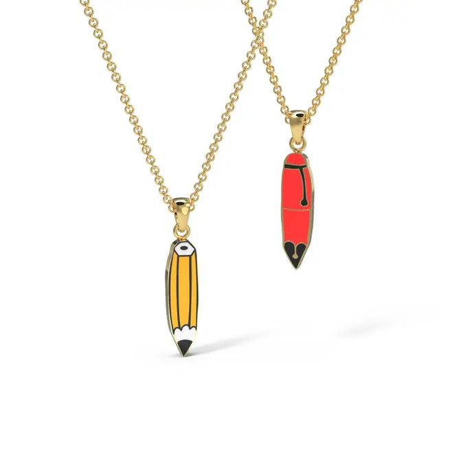 Pen & Pencil Double-Sided Gold Necklace - Tigertree