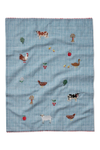 Load image into Gallery viewer, Country Farm Gingham Embroidered Tea Towel
