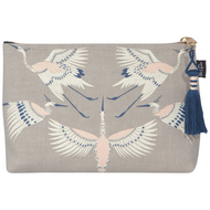 Flight of Fancy Large Linen Cosmetic Bag - Tigertree
