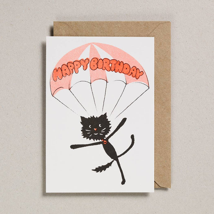 Cat Parachute Birthday Card - Tigertree