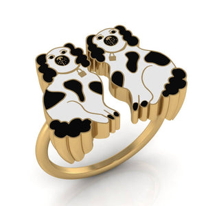 Staffordshire Dogs Adjustable 18k Gold Ring