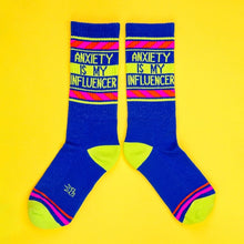 Load image into Gallery viewer, Anxiety Is My Influencer Gym Crew Socks - Tigertree
