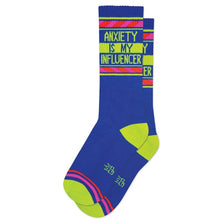 Load image into Gallery viewer, Anxiety Is My Influencer Gym Crew Socks - Tigertree
