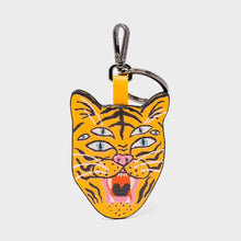 Load image into Gallery viewer, Happy Tiger Marigold Leather Keychain
