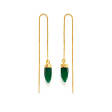 Load image into Gallery viewer, Green Onyx Threader Earrings - Tigertree
