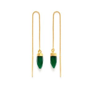 Green Onyx Threader Earrings - Tigertree