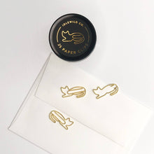 Load image into Gallery viewer, Cat Gold Paper Clips- Jar of 25
