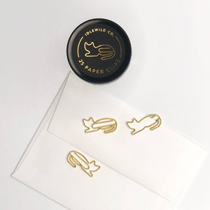 Cat Gold Paper Clips- Jar of 25