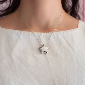 Silver Puffy Star Necklace