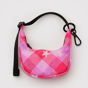 Crescent Bag Charm- Pink Star Plaid