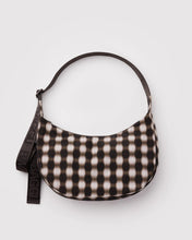 Load image into Gallery viewer, Medium Nylon Crescent Bag - Blurred Gingham Brown - Tigertree
