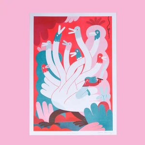 Duck Monster A3 - Risograph Print - Tigertree
