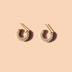 Pearl Mini Dot Hoops