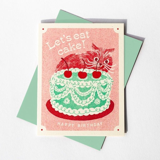 Let's Eat Cake Risograph Card - Tigertree
