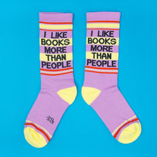 Load image into Gallery viewer, I Like Books More Than People Gym Crew Socks
