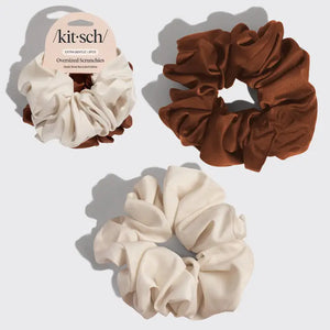Oversized Scrunchie - Cream and Camel