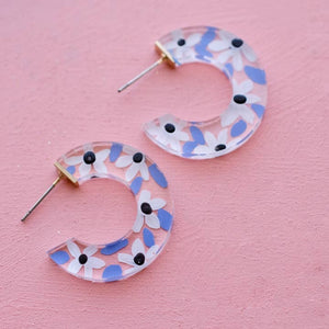 Acrylic Flower Hoops - Blue